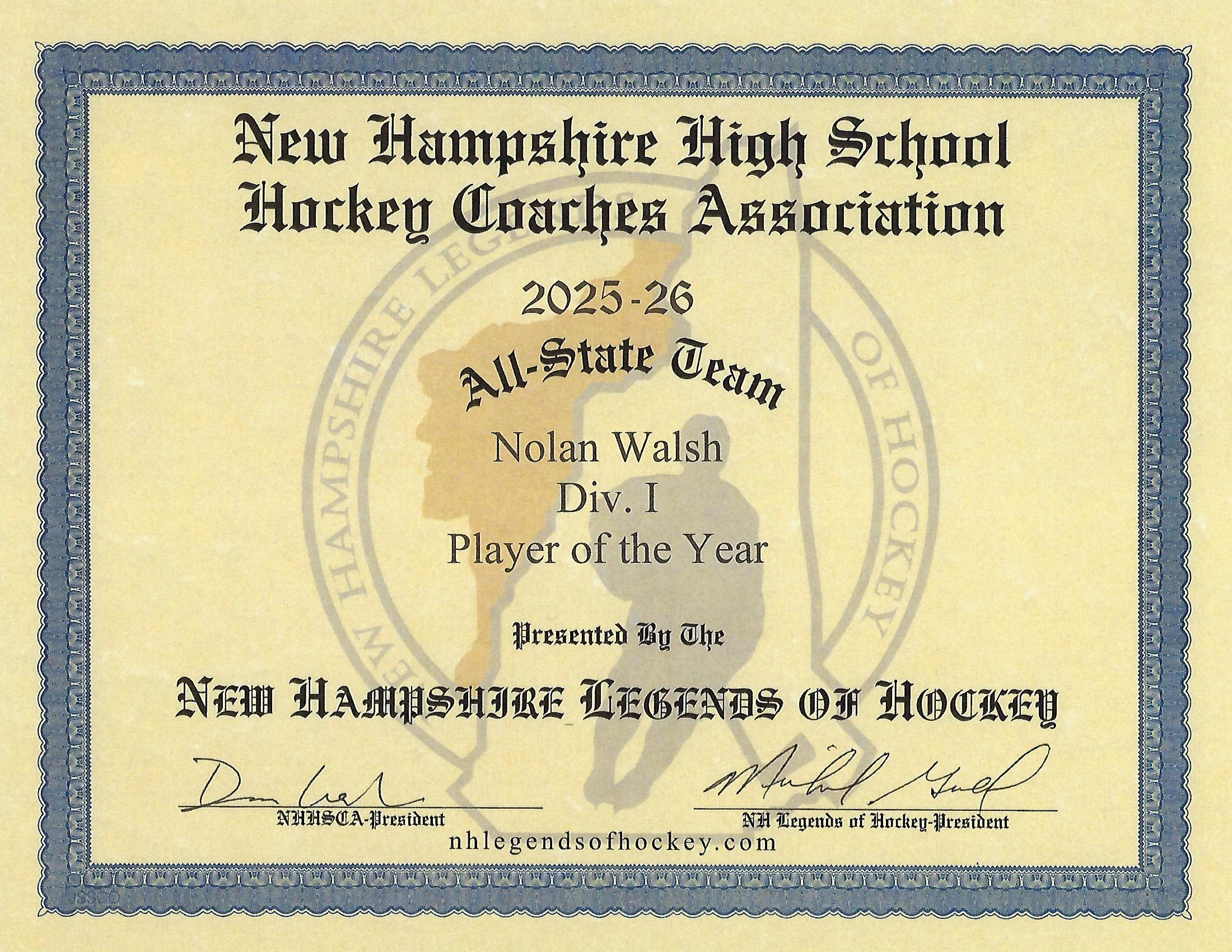 2026 NHIAA All-State Hockey Teams Announced